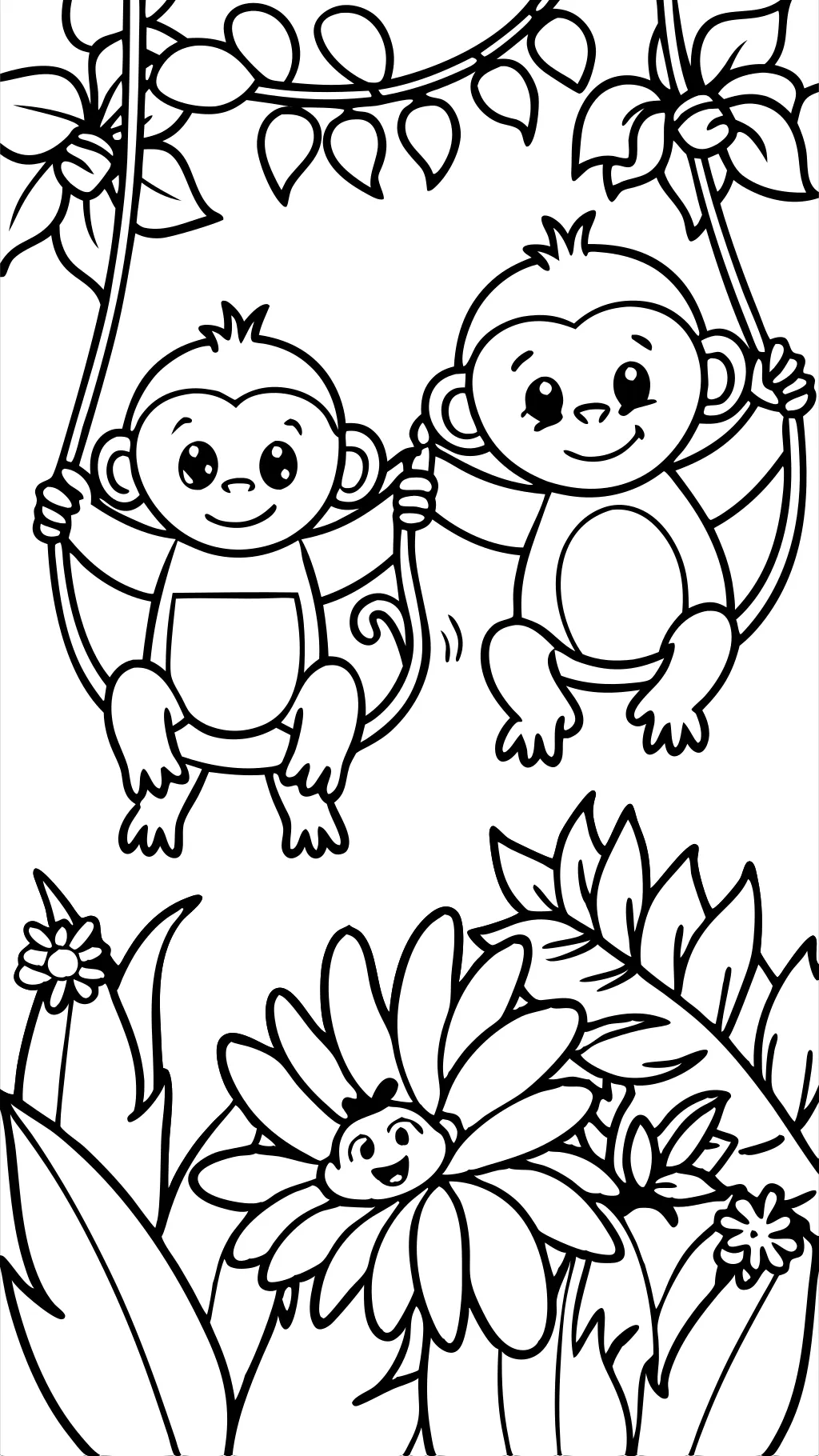 coloring pages cute monkeys